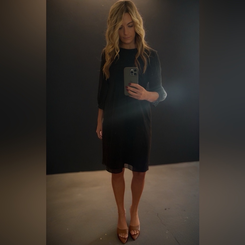 Burberry black silk baby doll dress long sleeves size 40